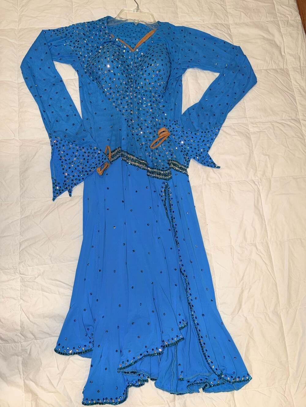 Royal Blue Rhinestone Encrusted Latin Rhythm Ballroom Dance Competition Dress